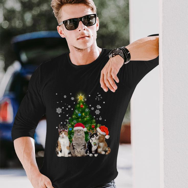Cute Cat Christmas Tree Cat Lover Xmas Cat Mom Long Sleeve T-Shirt Gifts for Him