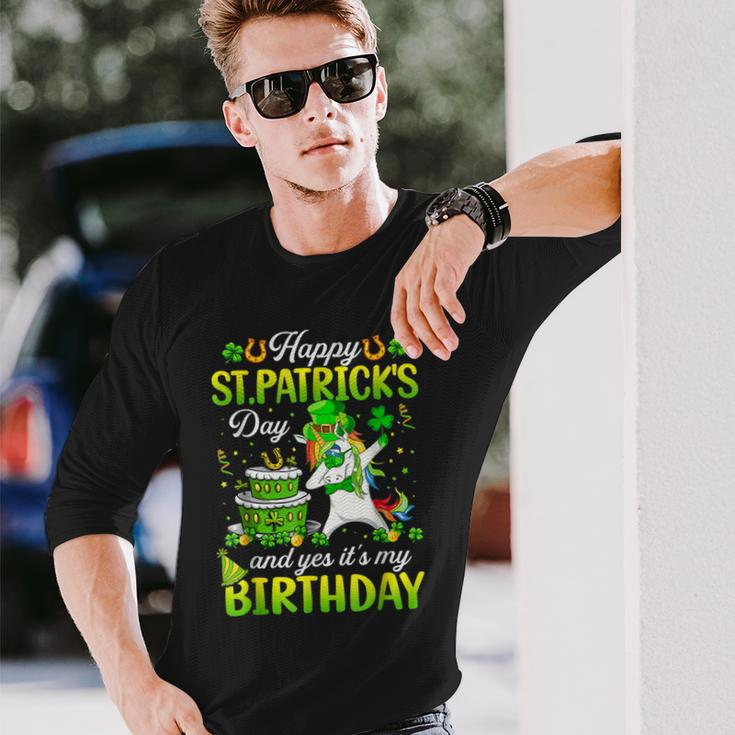 Dabbing Unicorn Happy St Patricks Day And My Birthday Long Sleeve T-Shirt T-Shirt Gifts for Him