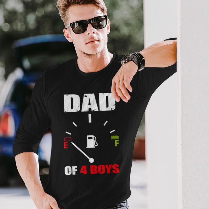 Dad Of 4 Boys Vintage Dad Battery Low Fathers Day Long Sleeve T-Shirt Gifts for Him