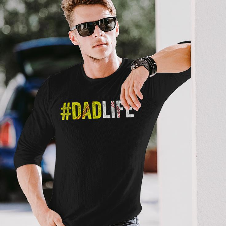 Dad Life Softball Daddy Baseball Sports Lover Fathers Day Long Sleeve T-Shirt Gifts for Him