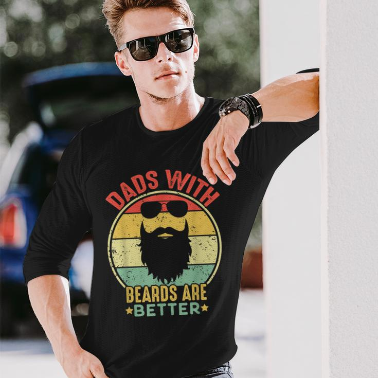 Dads With Beards Are Better Vintage Fathers Day Joke Long Sleeve T-Shirt Gifts for Him