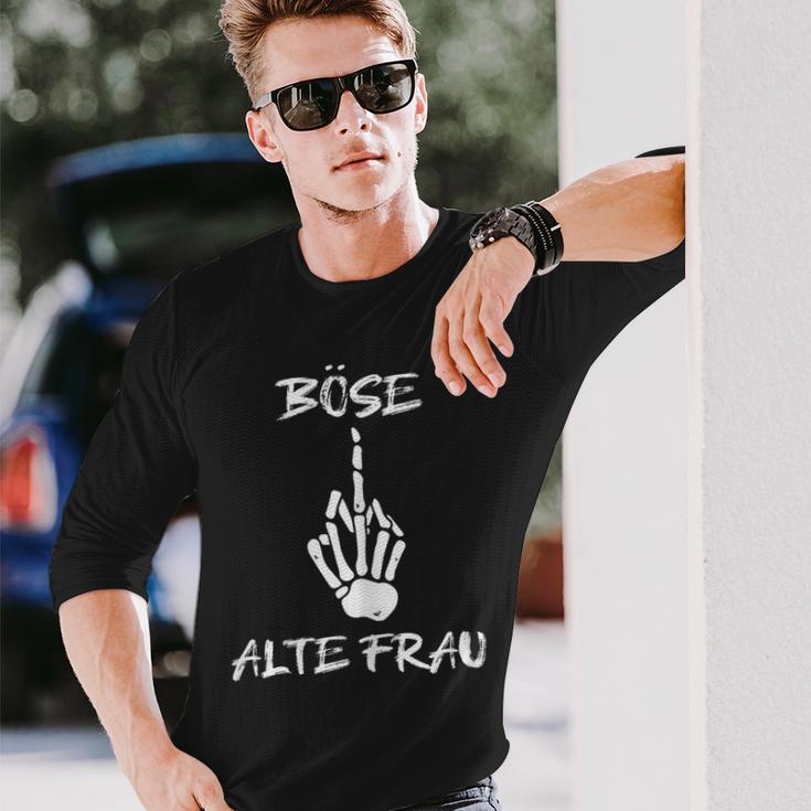 Damen Böse Alte Frau Für Oma Großmuter Spruch Rockerin V2 Langarmshirts Geschenke für Ihn