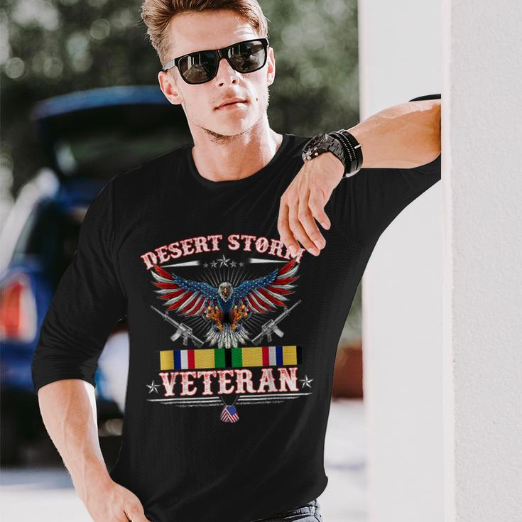 Desert Storm Veteran Pride Persian Gulf War Service Ribbon Long Sleeve T-Shirt Gifts for Him