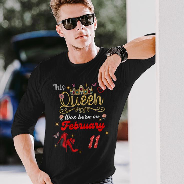 Diese Königin Wurde Am 11 Februar Geboren Geburtstag Frauen Langarmshirts Geschenke für Ihn