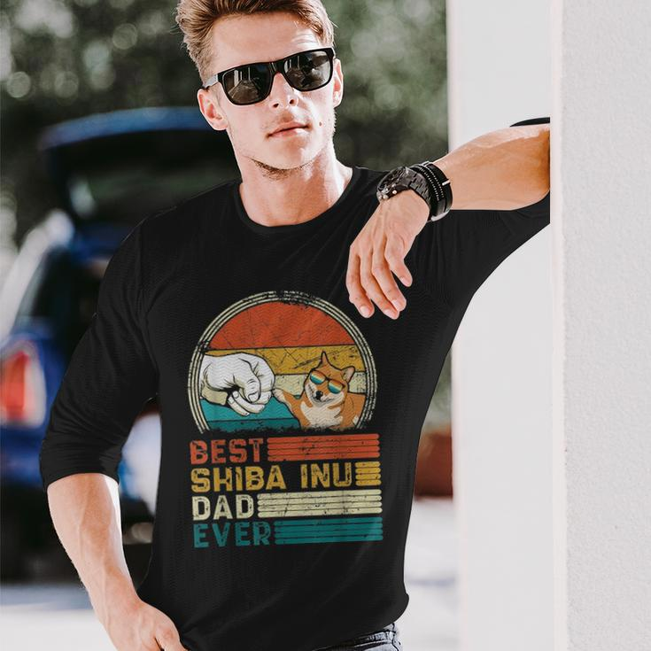 Distressed Best Shiba Inu Dad Ever Fathers Day Long Sleeve T-Shirt Gifts for Him
