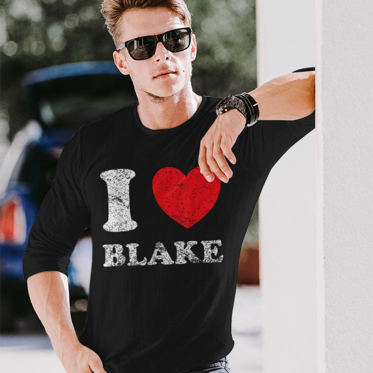 Distressed Grunge Worn Out Style I Love Blake Long Sleeve T-Shirt Gifts for Him