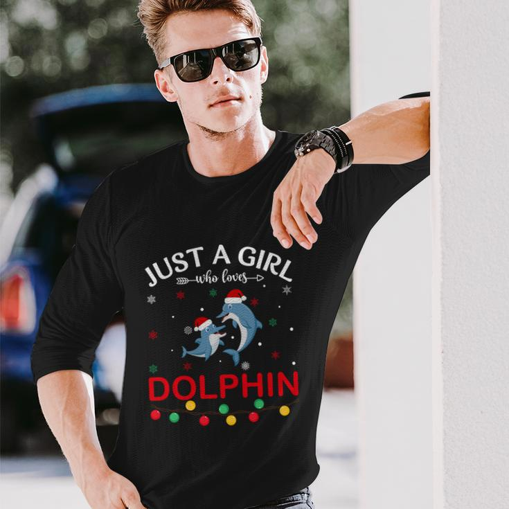 Dolphin Lovers Xmas Pajama Ugly Christmas Sweater Long Sleeve T-Shirt Gifts for Him