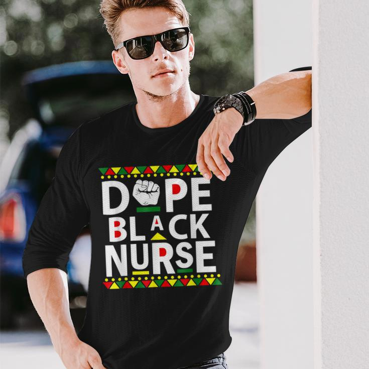 Dope Black Nurse Africa American Melanin Queen Black History Long Sleeve T-Shirt Gifts for Him