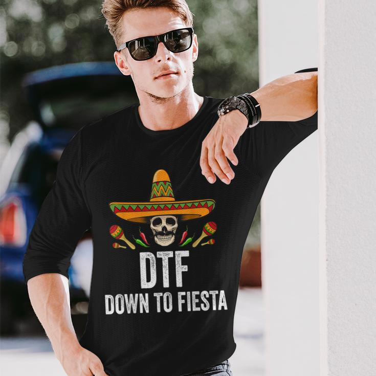 Dtf Down To Fiesta Mexican Skull Cinco De Mayo Long Sleeve T-Shirt T-Shirt Gifts for Him