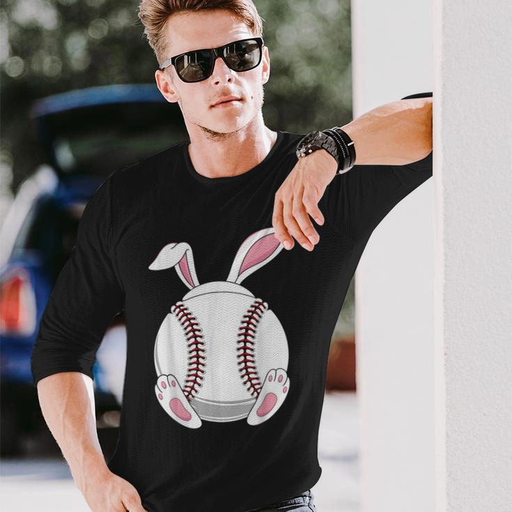 Easter Bunny Baseball Easter Baseball Rabbit Ears Long Sleeve T-Shirt Gifts for Him