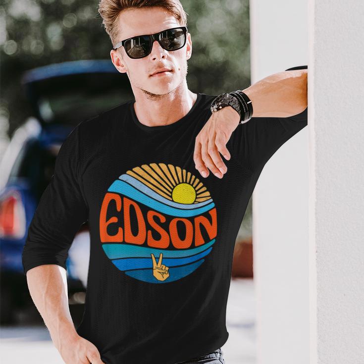 Edson Hemd Vintage Sunset Edson Groovy Tie Dye Langarmshirts Geschenke für Ihn