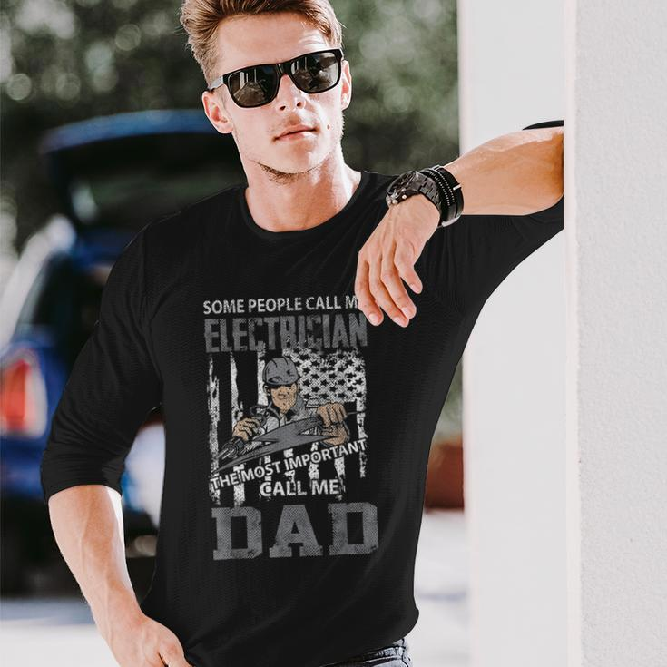 Electrician Dad Fathers Day Daddy Men Dad Long Sleeve T-Shirt Gifts for Him