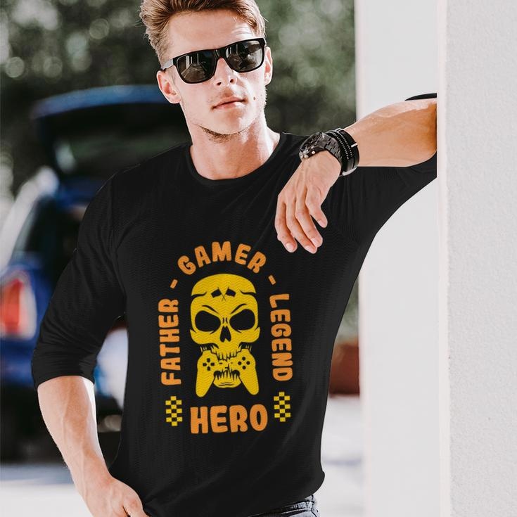 Father Gamer Legend Hero Long Sleeve T-Shirt Gifts for Him