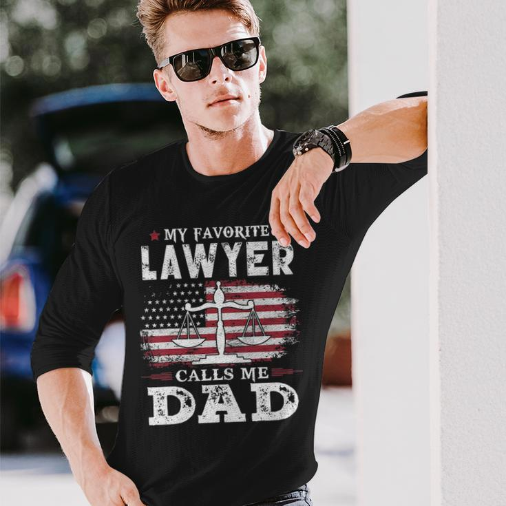 My Favorite Lawyer Calls Me Dad Usa Flag Dad Father Long Sleeve T-Shirt Gifts for Him