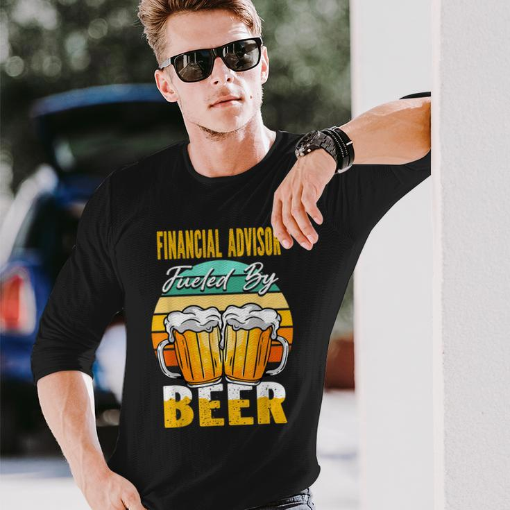 Financial Advisor Fueled By Beer - Funny Beer Lover Gift Men Women Long Sleeve T-shirt Graphic Print Unisex Gifts for Him