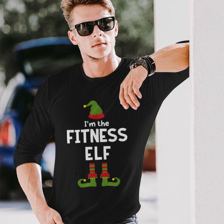 Fitness Elf Funny Gym Class Trainer Christmas Party Men Women Long Sleeve T-shirt Graphic Print Unisex Gifts for Him