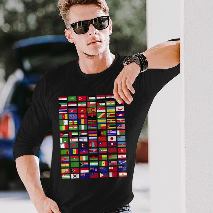 Flaggen Der Welt Spruch Geschenk Reisen Weltreise Geschenkid Langarmshirts Geschenke für Ihn