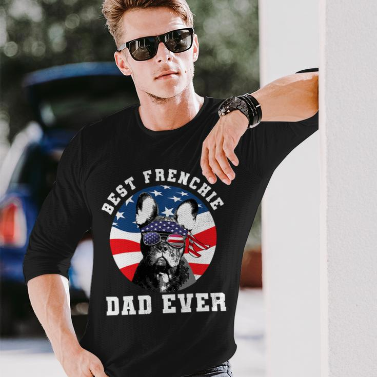French Bulldog Frenchie Dog Best French Bulldog Dad Ever Dog Lover Usa Flag 373 Frenchies Long Sleeve T-Shirt Gifts for Him