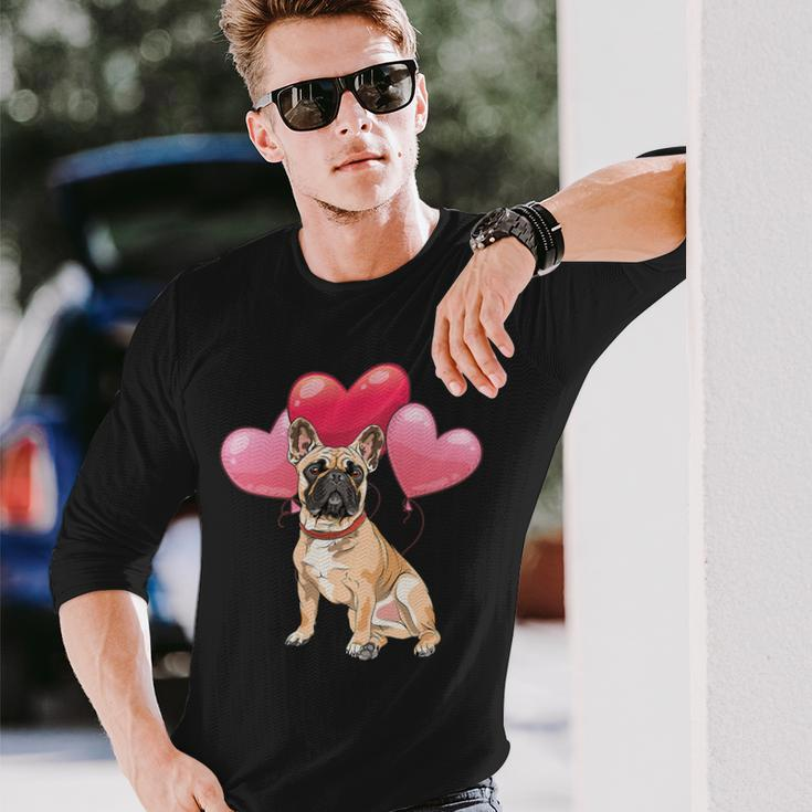 French Bulldog Frenchie Dog Cute Frenchie Heart Balloons Pet Animal Dog French Bulldog 131 Frenchies Long Sleeve T-Shirt Gifts for Him