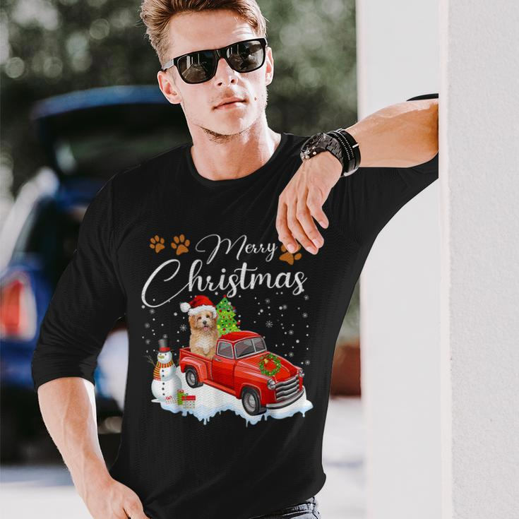 Funny Shih Tzu Dog Snow Red Truck Christmas Xmas Tree Pajama Men Women Long Sleeve T-shirt Graphic Print Unisex Gifts for Him