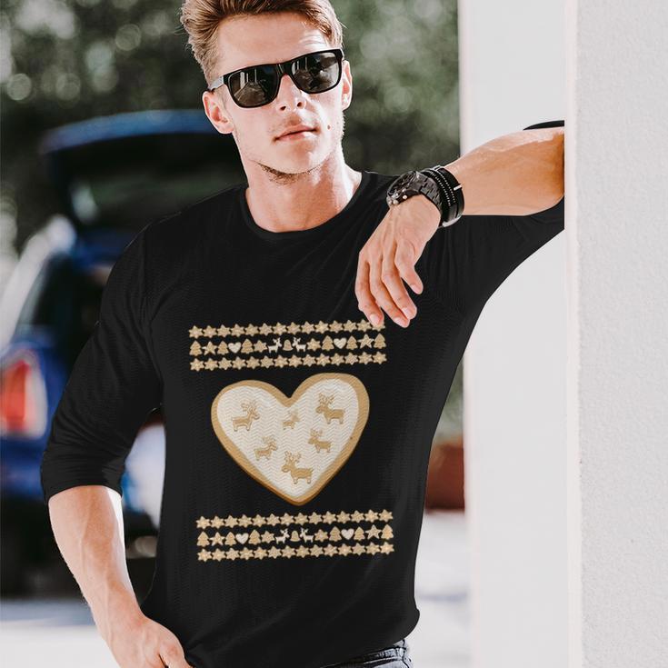 Gingerbread Heart And Deer Cookie Ugly Christmas Sweater Long Sleeve T-Shirt Gifts for Him