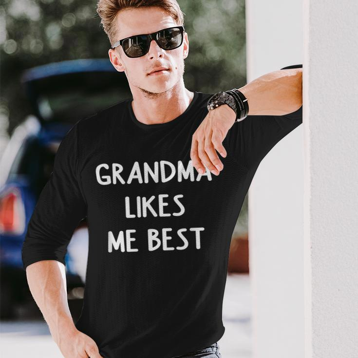 Grandma Likes Me Best Funny Joke Sarcastic Family Men Women Long Sleeve T-shirt Graphic Print Unisex Gifts for Him