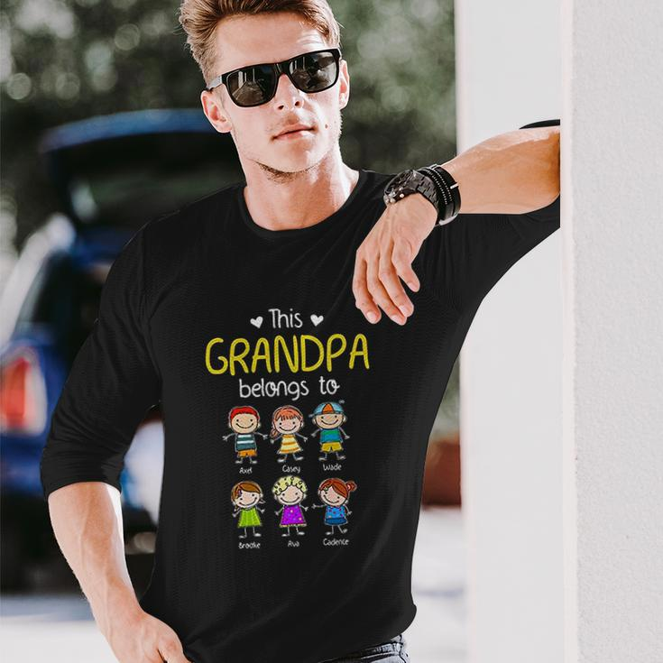 This Grandpa Belongs To Personalized Grandpa Men Women Long Sleeve T-Shirt T-shirt Graphic Print Gifts for Him