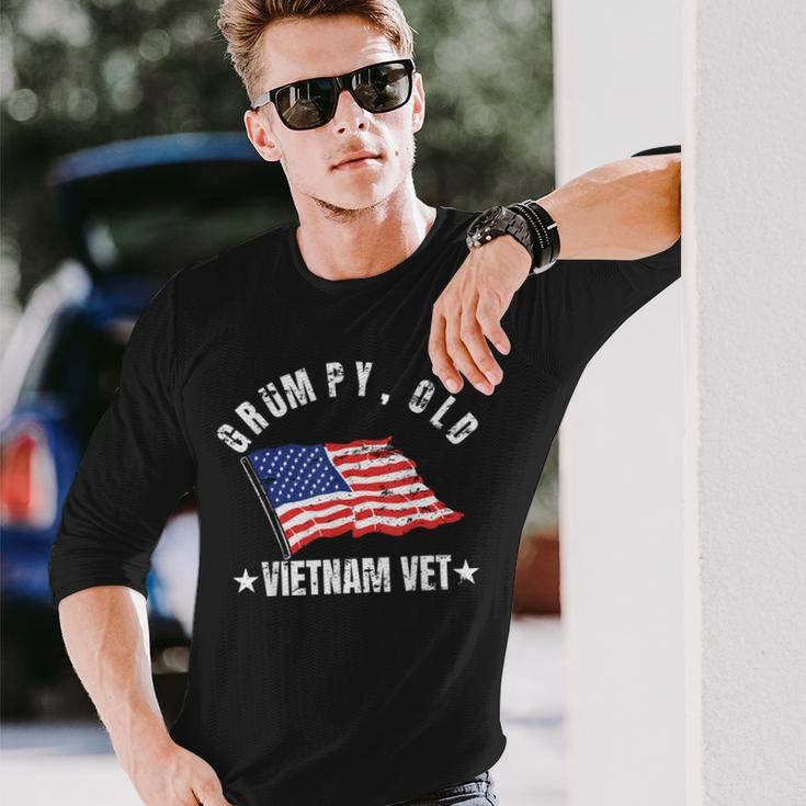 Grumpy Old Vietnam Vet Us Military Vetearan Men Women Long Sleeve T-shirt Graphic Print Unisex Gifts for Him