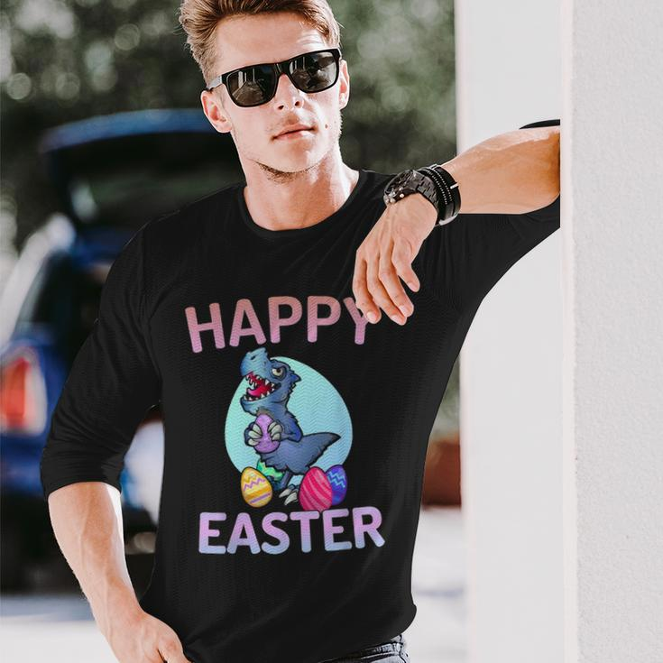 Happy Easter Dinosaur Rex Eggs Easter Long Sleeve T-Shirt Gifts for Him