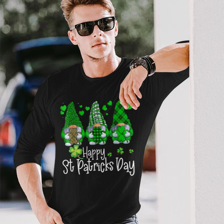 Happy St Patricks Day Cute Gnomes Lucky Heart Shamrock Irish Long Sleeve T-Shirt Gifts for Him