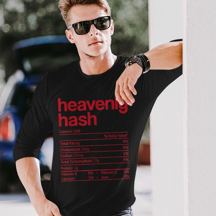Heavenly Hash Nutrition Facts Funny Thanksgiving Christmas Men Women Long Sleeve T-shirt Graphic Print Unisex Gifts for Him