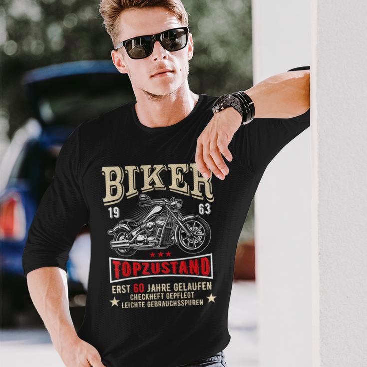 Herren 60 Geburtstag Mann Biker Geschenk Witzig Motorrad 1963 Langarmshirts Geschenke für Ihn