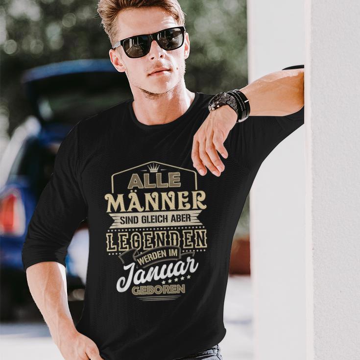 Herren Alle Männer Sind Gleich Legenden Werden Januar Geboren Langarmshirts Geschenke für Ihn