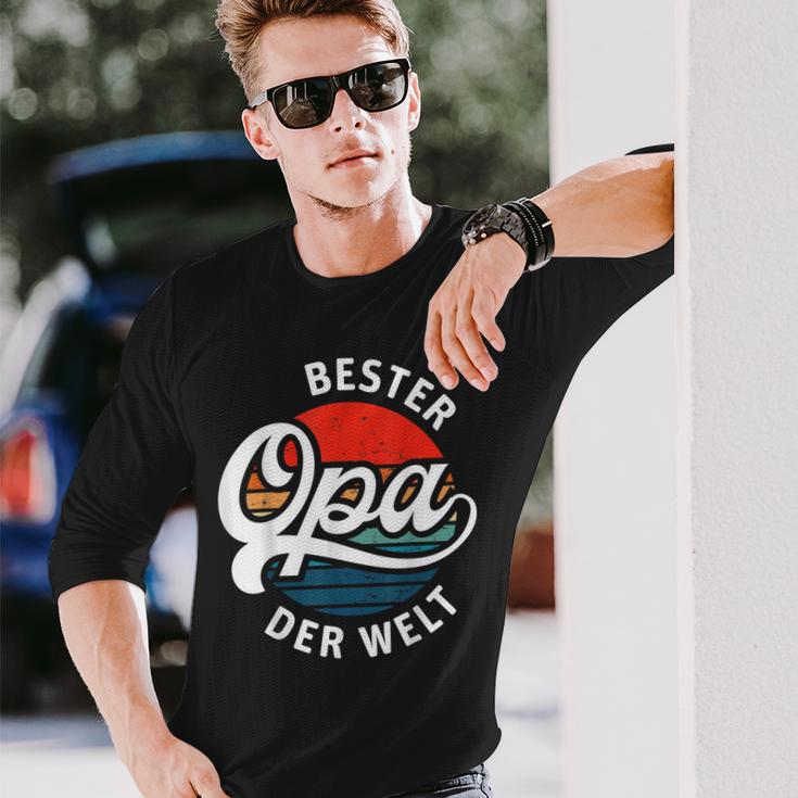 Herren Bester Opa Der Welt Retro Motiv Für Den Besten Opi Langarmshirts Geschenke für Ihn