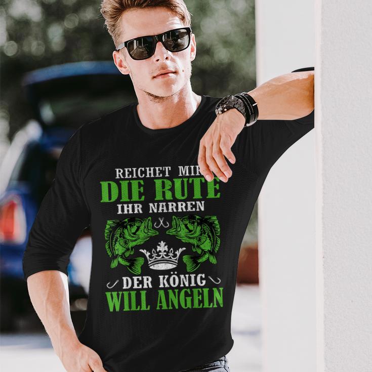 Herren Der König Will Angeln Fischer Angler Geschenk Langarmshirts Geschenke für Ihn