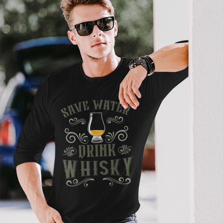 Herren Save Water Drink Whisky Langarmshirts, Islay Single Malt Motiv Geschenke für Ihn