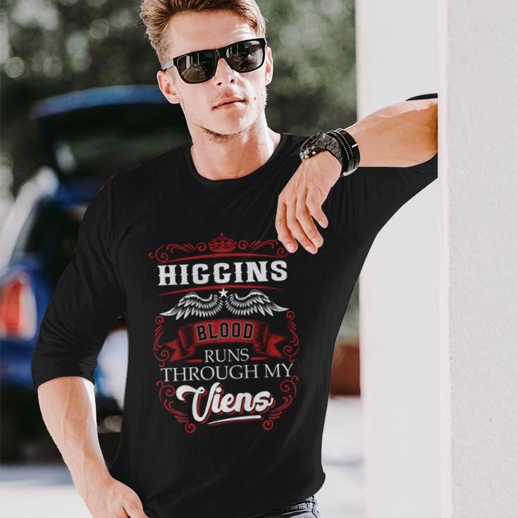 Higgins Blood Runs Through My Veins Long Sleeve T-Shirt Gifts for Him
