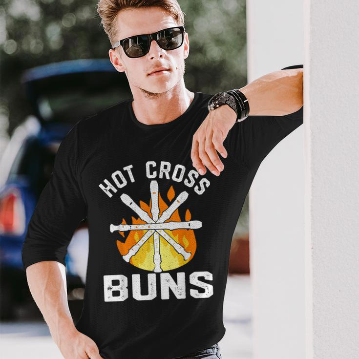 Hot Cross Buns Recorder Pattern For Dad Vintage Long Sleeve T-Shirt Gifts for Him