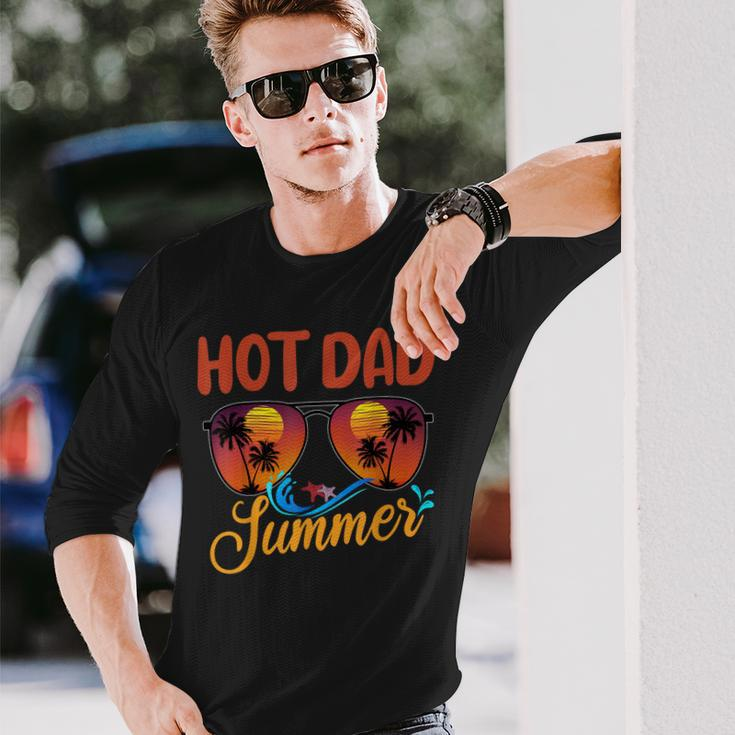 Hot Dad Summer Father Grandpa Vintage Tropical Sunglasses Long Sleeve T-Shirt Gifts for Him