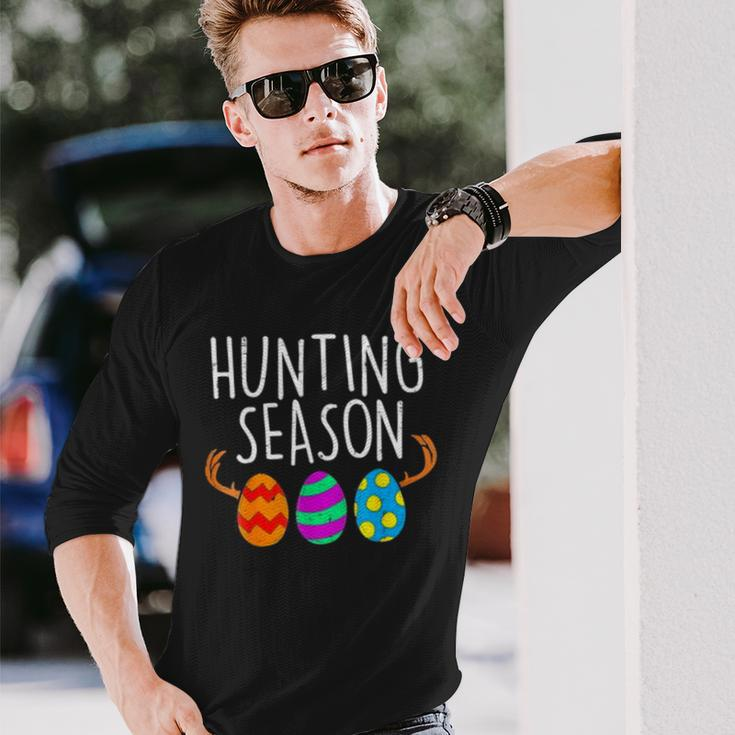Hunting Season Eggs Deer Easter Day Egg Hunt Hunter 2023 Long Sleeve T-Shirt T-Shirt Gifts for Him