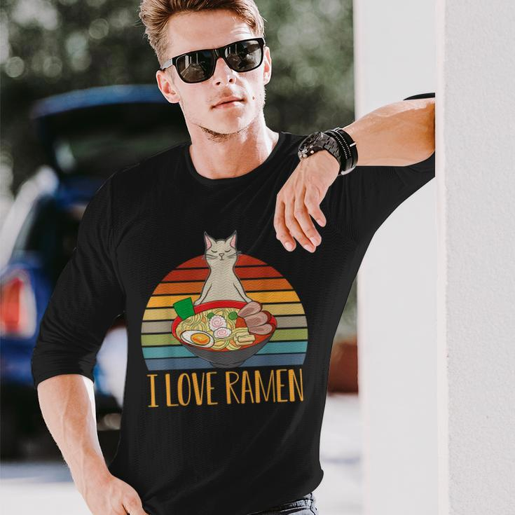 I Love Ramen For Japanese Noodle Soup And Cat Lovers Men Women Long Sleeve T-shirt Graphic Print Unisex Gifts for Him