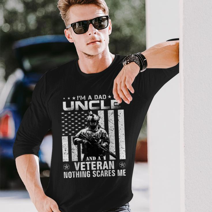 Im A Dad Uncle Veteran Nothing Scares Me Fathers Day Gift Men Women Long Sleeve T-shirt Graphic Print Unisex Gifts for Him