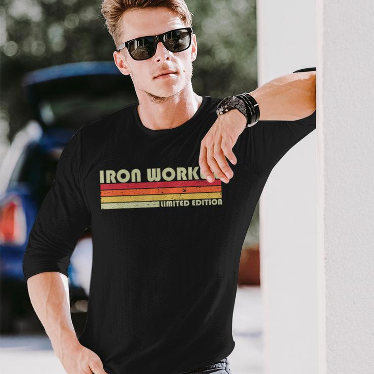 Iron Worker Job Title Profession Birthday Worker Idea Long Sleeve T-Shirt Gifts for Him