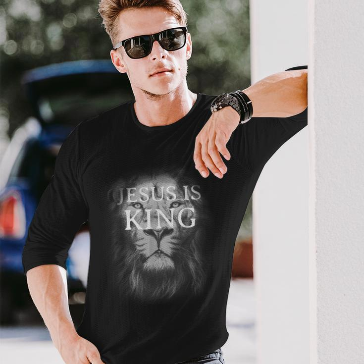 Jesus Is King Lion Christian Long Sleeve T-Shirt Gifts for Him