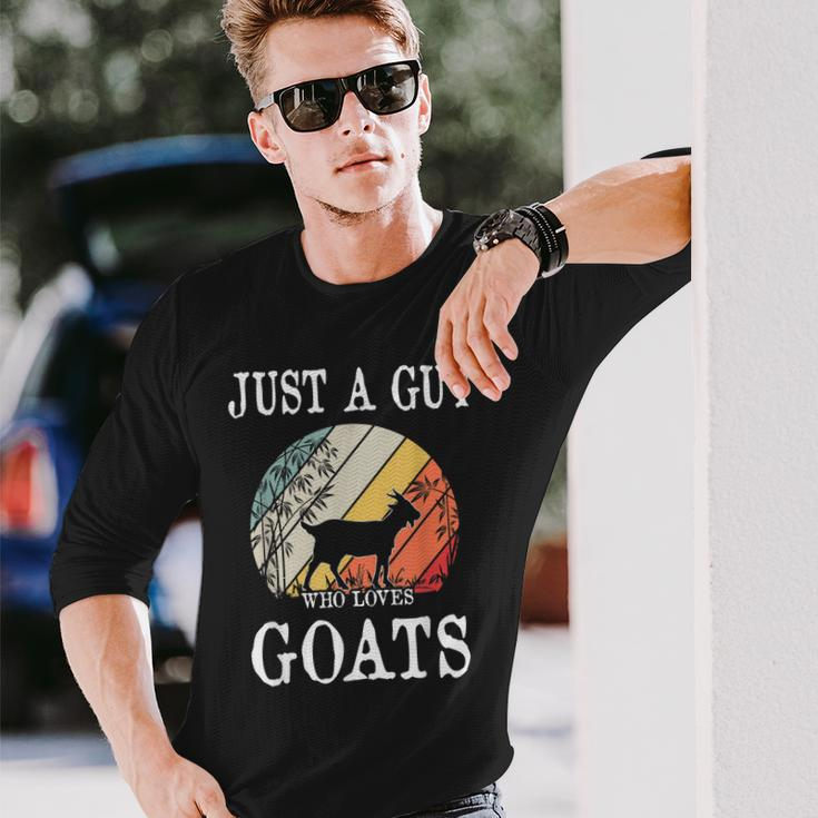 Just A Guy Who Loves Goats Men Women Long Sleeve T-shirt Graphic Print Unisex Gifts for Him