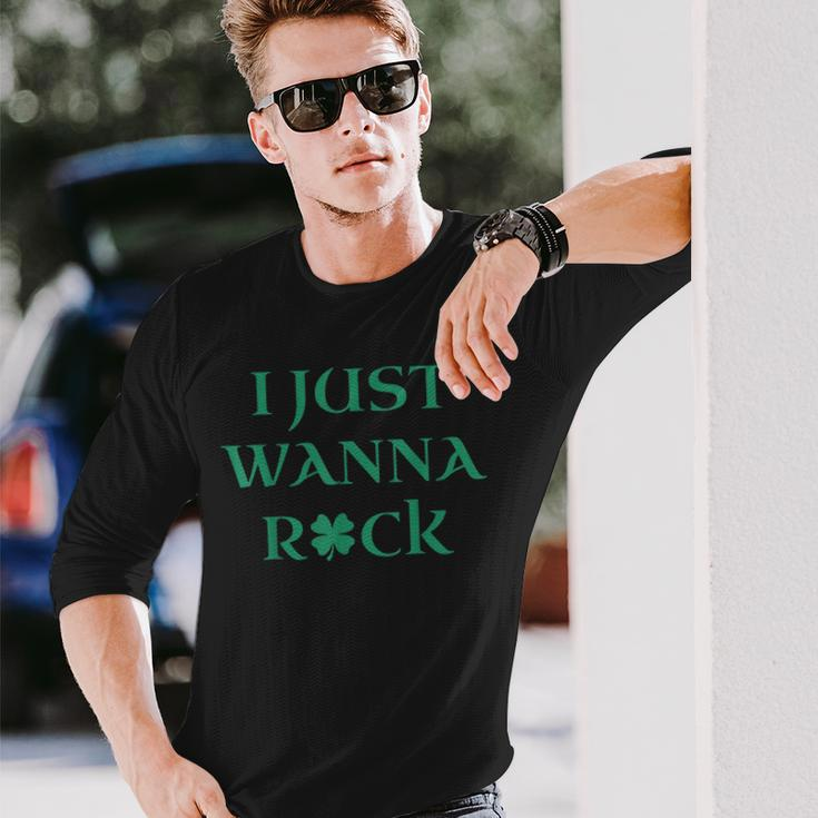 I Just Wanna Rock Shamrock Long Sleeve T-Shirt T-Shirt Gifts for Him