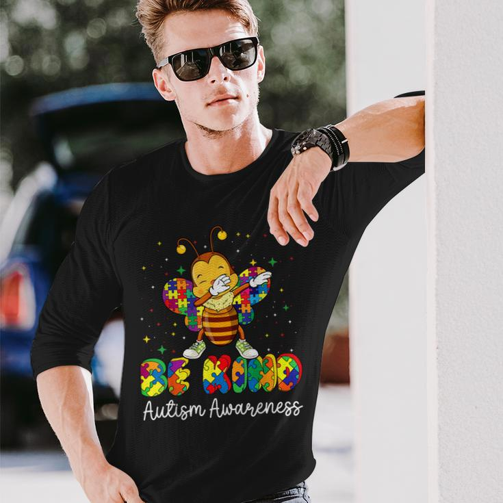 Be Kind Autism Awareness Puzzle Bee Dabbing Support Kid Girl Long Sleeve T-Shirt T-Shirt Gifts for Him