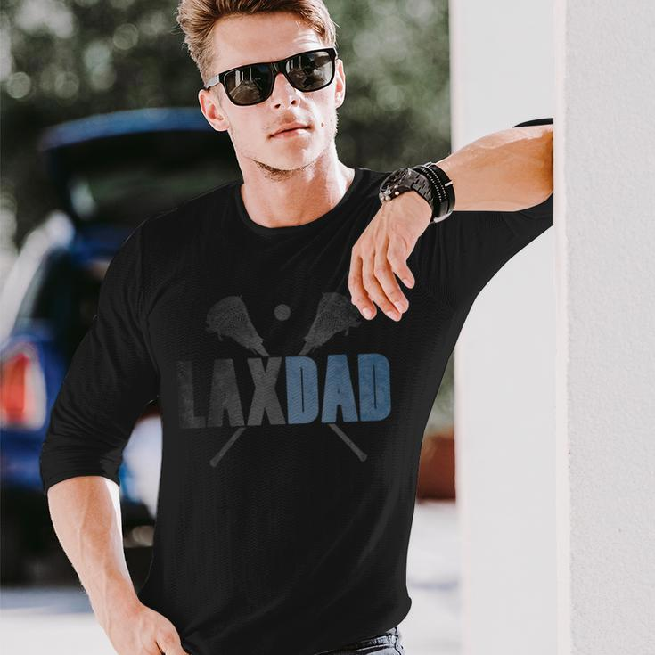 Lax Dad Lacrosse Player Father Coach Sticks Vintage Graphic Long Sleeve T-Shirt Gifts for Him