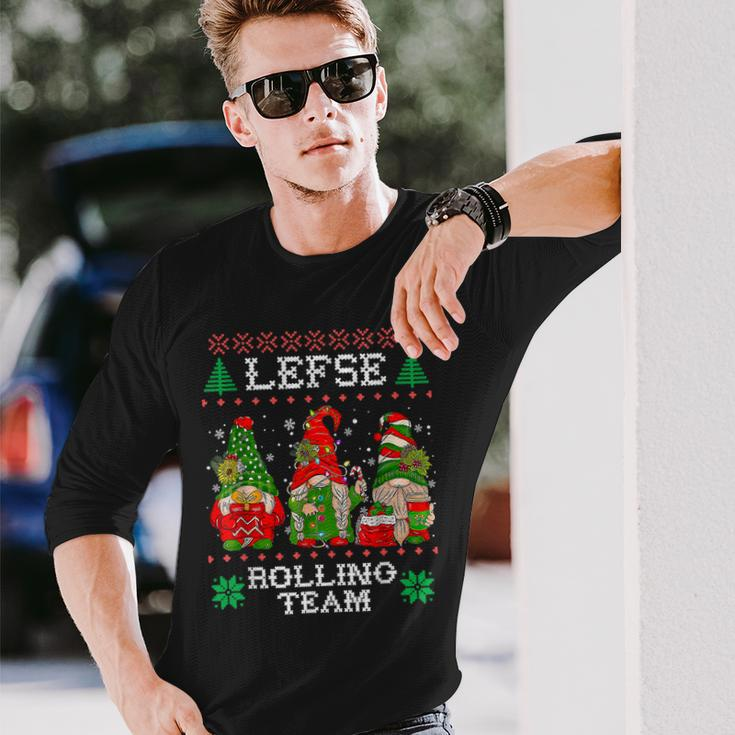 Lefse Rolling Team Gnome Baking Tomte Matching Christmas Men Women Long Sleeve T-shirt Graphic Print Unisex Gifts for Him