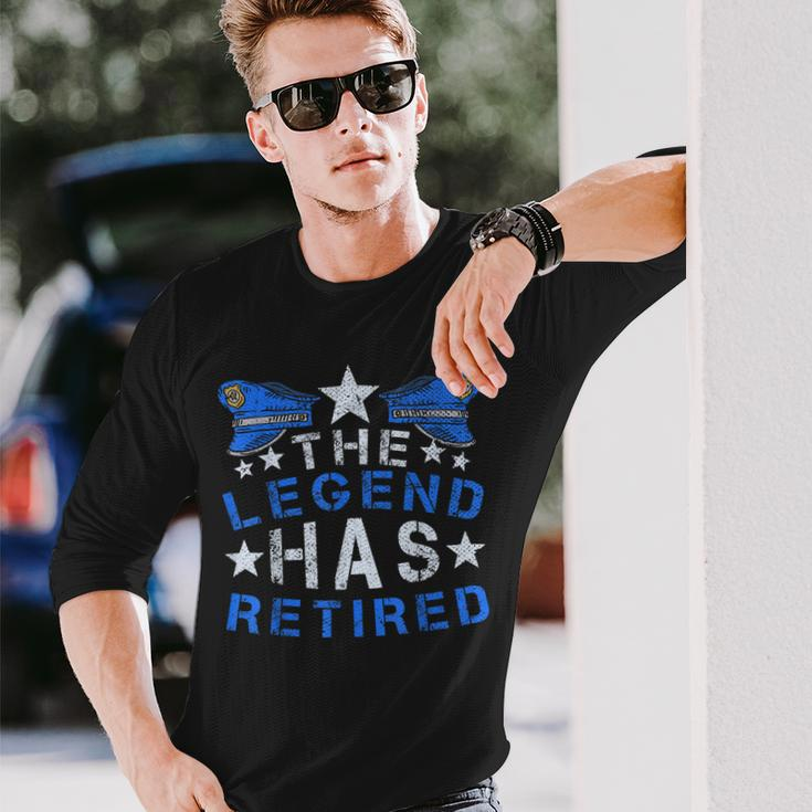 The Legend Has Retired Policeman Retirement Police Officer Long Sleeve T-Shirt Gifts for Him